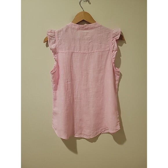 Lilly Pulitzer Briette Button Down Sleeveless Linen Top Urchin Pink Size Medium - Picture 5 of 8